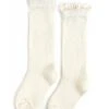 Ivory Fancy Lace Top Knee High Socks