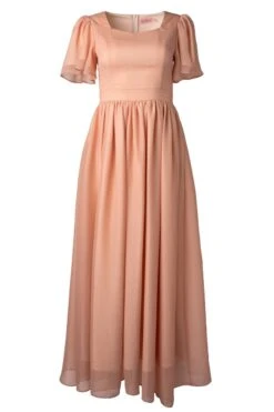 Abbie Dress In Apricot Crush -Fashion Clothing Store Abbie orange front 467381