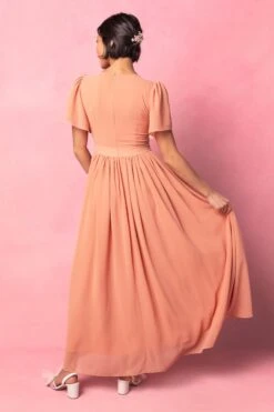 Abbie Dress In Apricot Crush -Fashion Clothing Store AbbieApricot3 549331