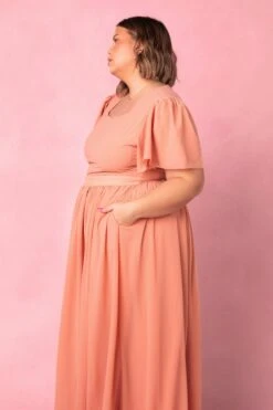 Abbie Dress In Apricot Crush -Fashion Clothing Store AbbieApricot5 815336