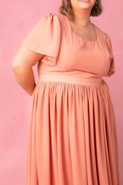Abbie Dress In Apricot Crush -Fashion Clothing Store AbbieApricot7 493900