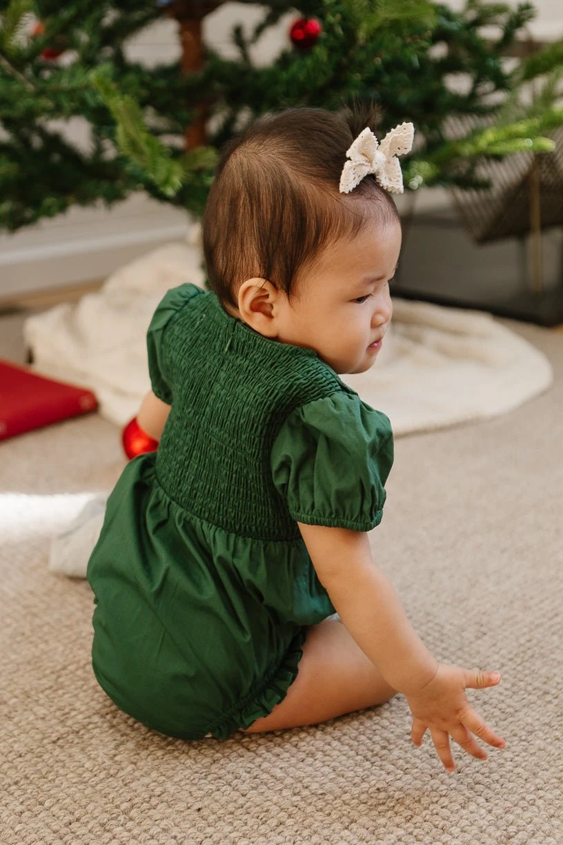 Baby Addie Romper In Green - FINAL SALE 4 Baby Addie Romper In Green - FINAL SALE - Image 4