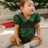 Baby Addie Romper In Green - FINAL SALE