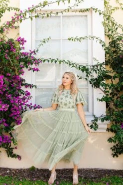 Anastasia Dress In Sage -Fashion Clothing Store AnastasiaSage Florida SS23 01 572653