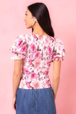 Ballerina Top In Pink Floral -Fashion Clothing Store BallerinaPinkTop Studio Spring3 3