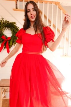 Ballerina Dress In Red - FINAL SALE -Fashion Clothing Store BallerinaRed 3