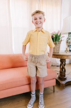Briar Boys Shirt In Yellow Gingham - FINAL SALE -Fashion Clothing Store Briar mini boy Yellow 01 267568