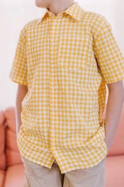 Briar Boys Shirt In Yellow Gingham - FINAL SALE -Fashion Clothing Store Briar mini boy Yellow 09 981737