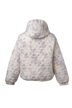 Quilted Jacket In Lavender Floral -Fashion Clothing Store CURVE purple puffer back