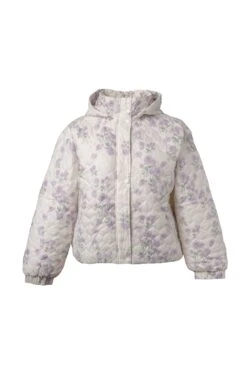 Quilted Jacket In Lavender Floral -Fashion Clothing Store CURVE purple puffer front