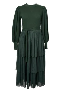 Cosette Dress In Green - FINAL SALE -Fashion Clothing Store CosetteGreenLong front 948590