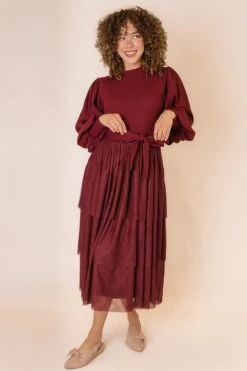 Cosette Midi Dress In Wine - FINAL SALE -Fashion Clothing Store CosetteWine Studio F23 2 754558