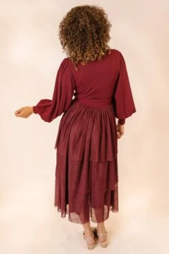 Cosette Midi Dress In Wine - FINAL SALE -Fashion Clothing Store CosetteWine Studio F23 4 182438