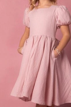 Mini Cupcake Dress In Pink Stripe -Fashion Clothing Store CupcakePink Studio Easter24 16 161105
