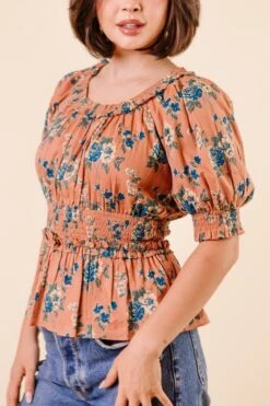 Elena Top In Brown Floral - FINAL SALE -Fashion Clothing Store ElenaTop Studio F23 1 371543