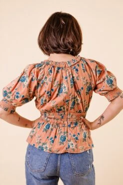 Elena Top In Brown Floral - FINAL SALE -Fashion Clothing Store ElenaTop Studio F23 2 809268