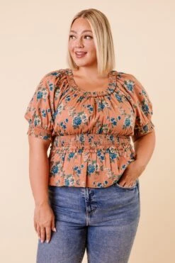 Elena Top In Brown Floral - FINAL SALE -Fashion Clothing Store ElenaTop Studio F23 6 181258