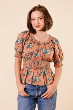 Elena Top In Brown Floral - FINAL SALE -Fashion Clothing Store ElenaTop Studio F23 9 564248