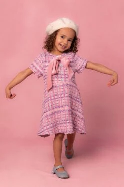 Mini Eloise Dress In Pink Tweed -Fashion Clothing Store EloisePinkTweed 2copy2