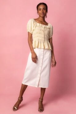 Emma Denim Skirt In White -Fashion Clothing Store EmmaWhite Studio Spring1 1 386639