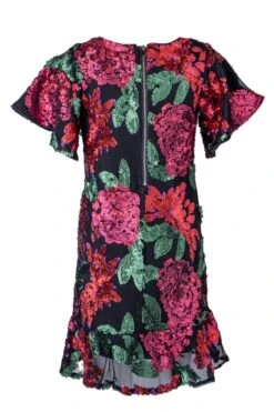 Mini Evelyn Dress In Floral Sequin - FINAL SALE -Fashion Clothing Store Evelyn mini back 909830