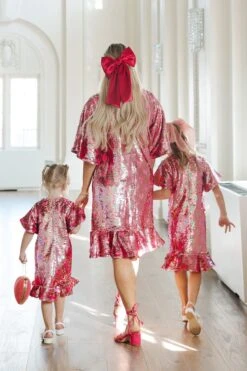 Mini Evelyn Dress In Sequin Hearts -Fashion Clothing Store Evelyn pinkhearts 3 624826