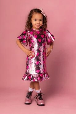 Mini Evelyn Dress In Sequin Hearts -Fashion Clothing Store EvelynHearts 10
