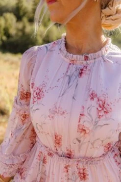 Geneva Dress In Mauve Floral -Fashion Clothing Store Geneva Mauve 34 312536