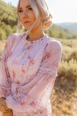 Geneva Dress In Mauve Floral -Fashion Clothing Store Geneva Mauve 35 887505