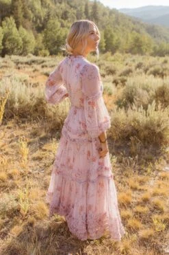 Geneva Dress In Mauve Floral -Fashion Clothing Store Geneva Mauve 37 306431