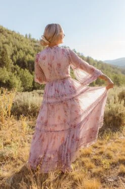 Geneva Dress In Mauve Floral -Fashion Clothing Store Geneva Mauve 40 855375