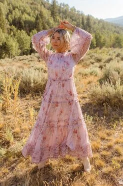 Geneva Dress In Mauve Floral -Fashion Clothing Store Geneva Mauve 44 919632