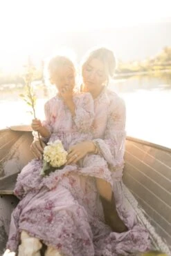 Geneva Dress In Mauve Floral -Fashion Clothing Store Geneva Mauve 46 632792