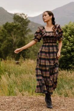 Gracie Dress In Plaid - FINAL SALE -Fashion Clothing Store GraciePlaid ConradRanch F23 06 712835