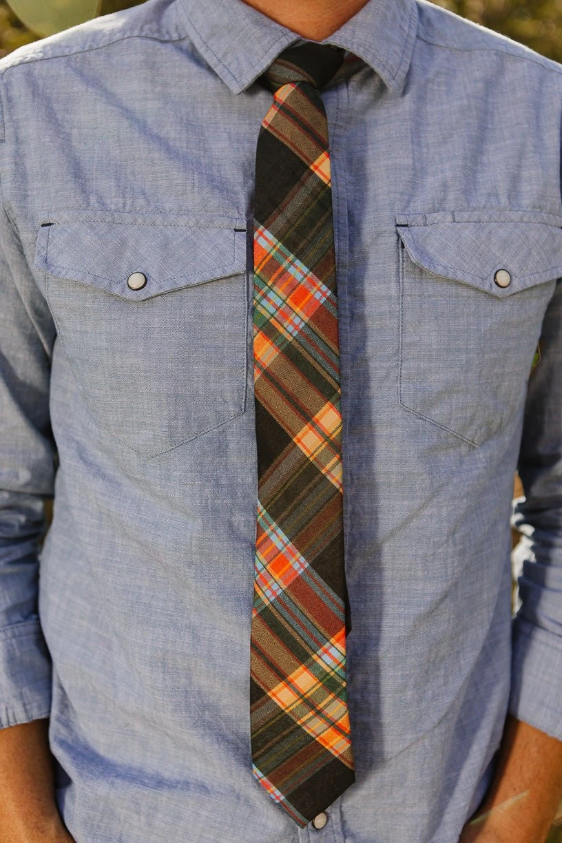 Gracie Men's Tie In Plaid - FINAL SALE 1 Gracie Men's Tie In Plaid - FINAL SALE