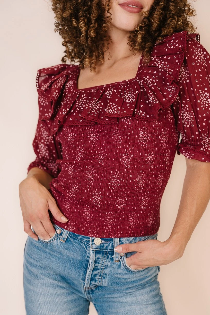 Gracie Top In Wine Floral - FINAL SALE 9 Gracie Top In Wine Floral - FINAL SALE - Image 9