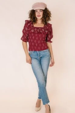 Gracie Top In Wine Floral - FINAL SALE 16 Gracie Top In Wine Floral - FINAL SALE -Fashion Clothing Store GracieTopWine Studio F23 5 684791