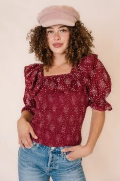 Gracie Top In Wine Floral - FINAL SALE 15 Gracie Top In Wine Floral - FINAL SALE -Fashion Clothing Store GracieTopWine Studio F23 6 627442