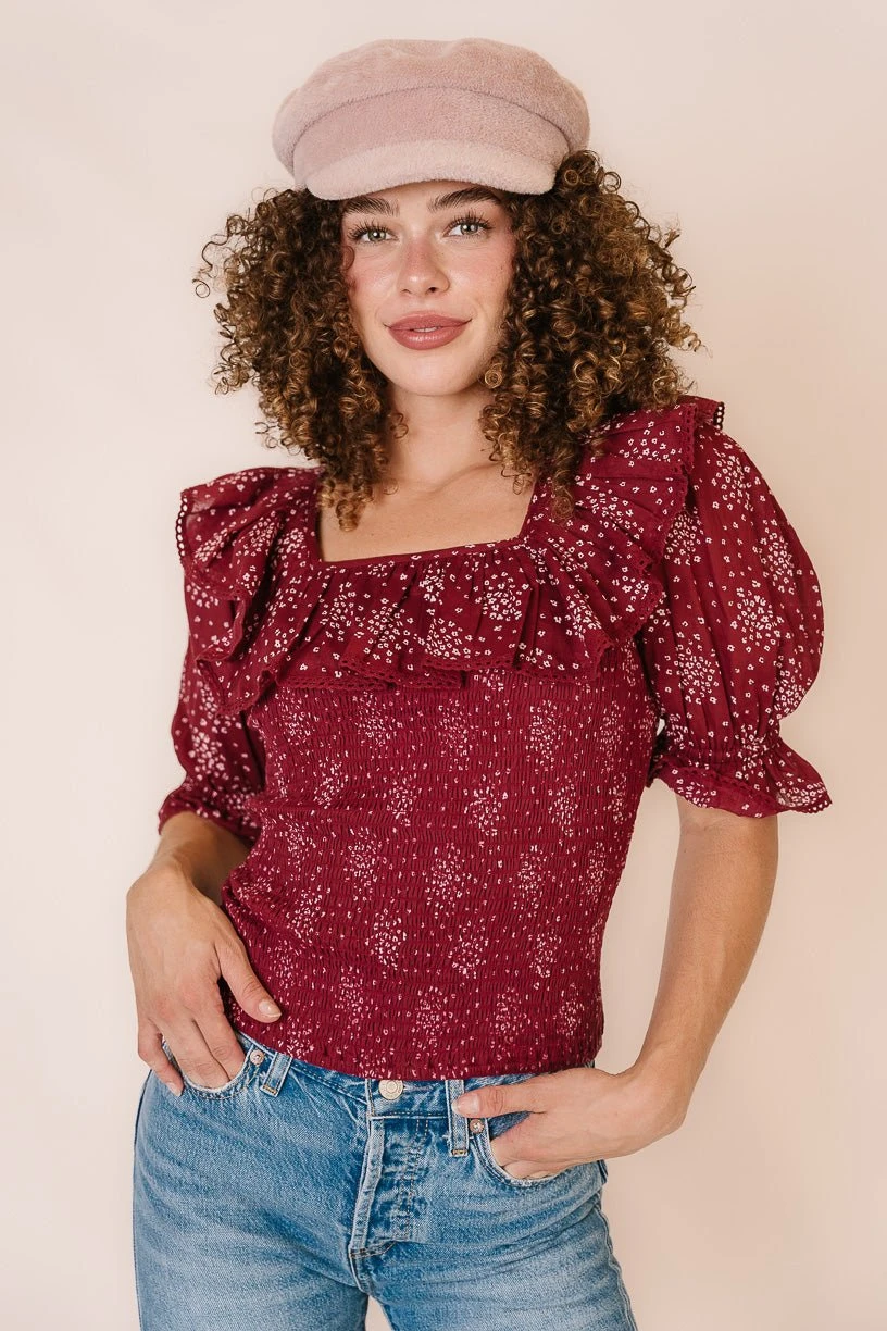 Gracie Top In Wine Floral - FINAL SALE 7 Gracie Top In Wine Floral - FINAL SALE - Image 7