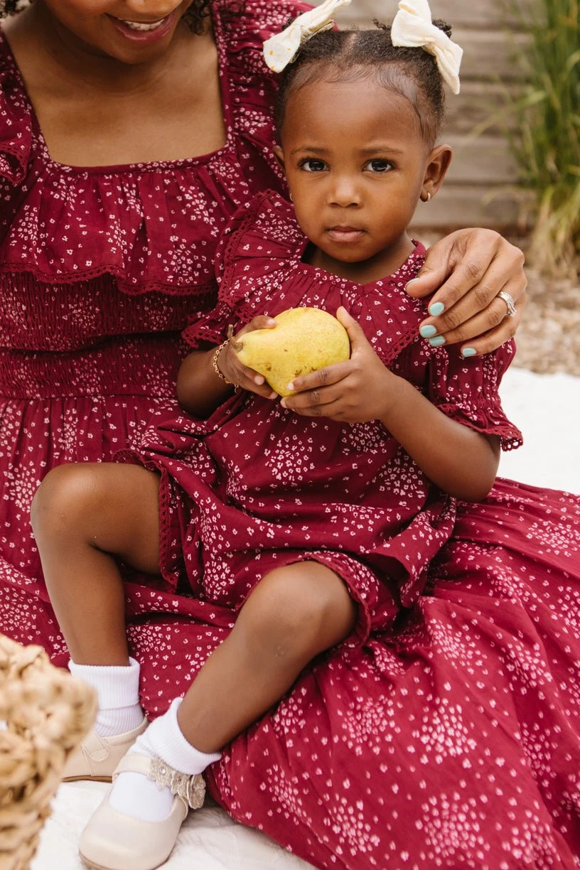 Baby Gracie Dress Set In Wine Floral - FINAL SALE 1 Baby Gracie Dress Set In Wine Floral - FINAL SALE