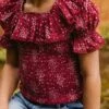 Mini Gracie Top In Wine Floral - FINAL SALE