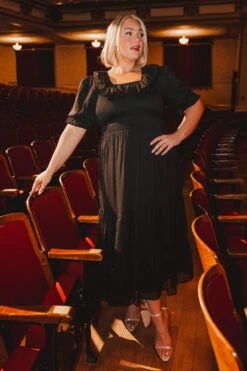 Gracie Dress In Black Chiffon -Fashion Clothing Store Holiday2 WEB 23 559110