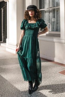 Gracie Dress In Emerald Chiffon - FINAL SALE -Fashion Clothing Store IMG 0557 971001