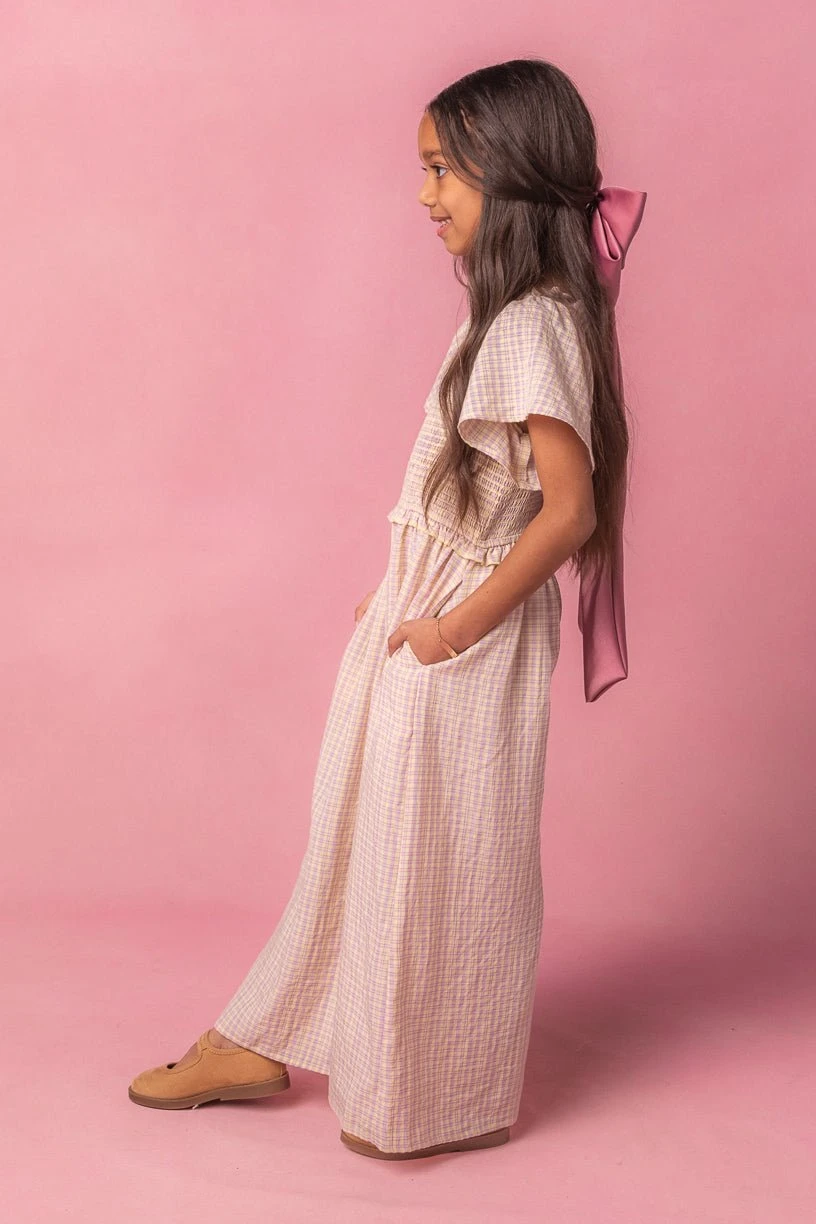 Mini Indie Jumpsuit In Lavender Gingham 4 Mini Indie Jumpsuit In Lavender Gingham - Image 4