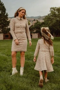 Mini Jackie Dress In Taupe Boucle - FINAL SALE -Fashion Clothing Store JackieTaupe QuietMeadows F23 06 425451