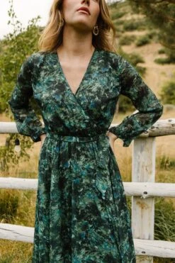 Laney Dress In Green Watercolor - FINAL SALE -Fashion Clothing Store LaneyGreen QuietMeadows F23 22 551372