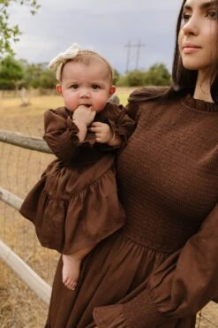 Baby Leena Dress Set In Java - FINAL SALE -Fashion Clothing Store LeenaJava ConradRanch F23 08 219425