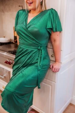 Lillie Dress In Metallic Green - FINAL SALE -Fashion Clothing Store LillieGreen TashHome H23 20 513369