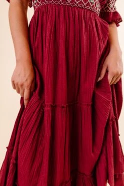 Liesl Midi Dress In Red - FINAL SALE -Fashion Clothing Store LisleMidiRed Studio F23 04 314302