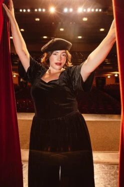 Livi Jumpsuit In Black Velvet - FINAL SALE -Fashion Clothing Store LiviJumpsuit Kingsbury H23 4 126219